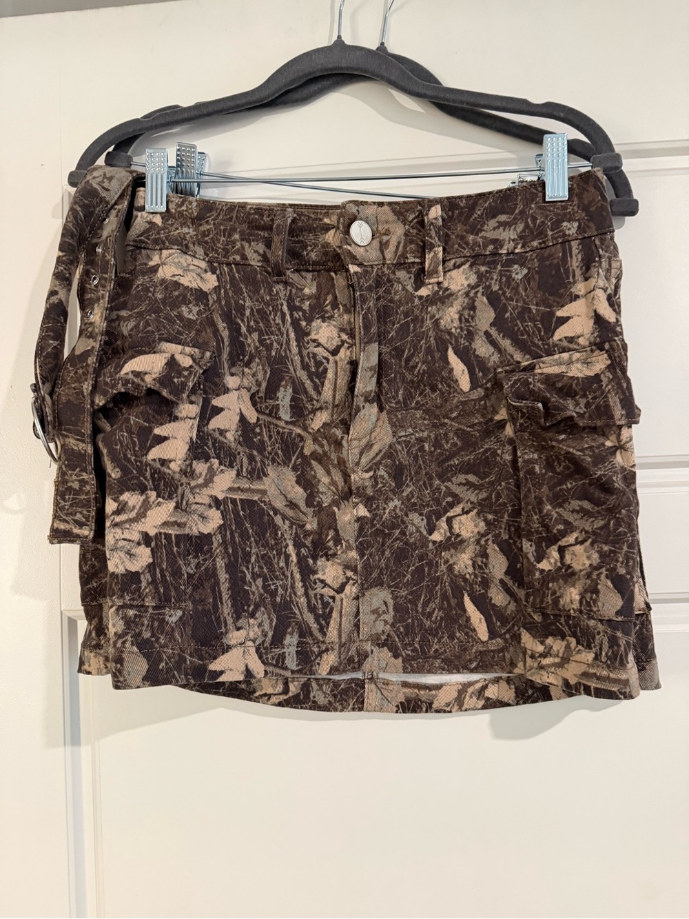Brown Camo Print Women's Cargo Skirt
